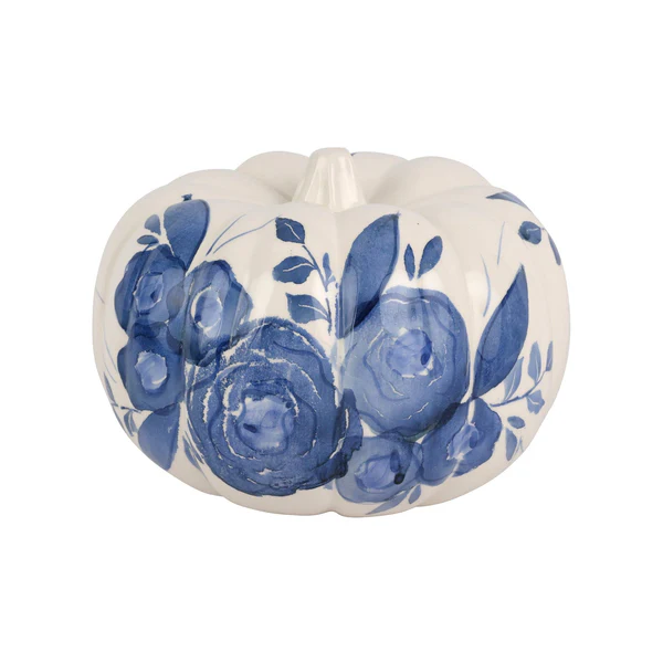 Blue Camellia Medium Figural Pumpkin by VIETRI - Image 2