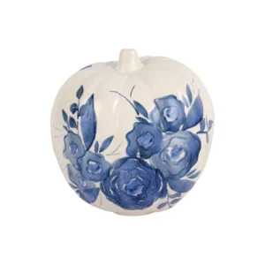 Blue Camellia Tall Figural Pumpkin by VIETRI