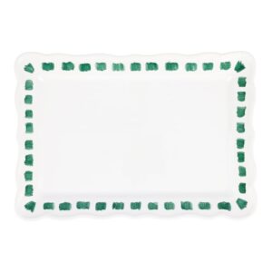 Lisbon Green Stitch Rectangular Platter by VIETRI