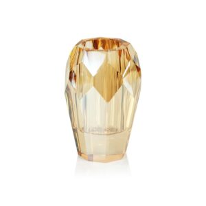 Chiasso 5" Tall Crystal Cut Amber Glass Vase by Zodax