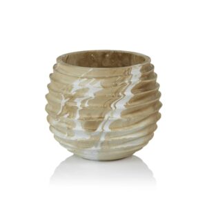 Bellshill Large Mango Wood Marbleized Cocoon Pot by Zodax