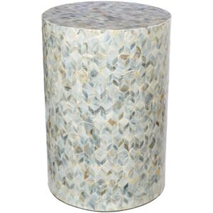 Blue and Ivory Iridescent End Table by Livabliss