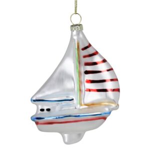 Glass Sailboat Ornament Set of 2 by HomArt