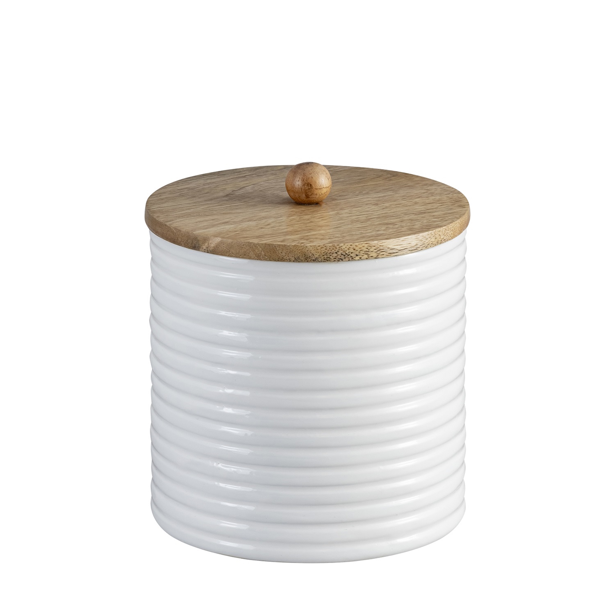 Natural and White Mango Wood Canister Set of 2 by BIDKhome - Image 2