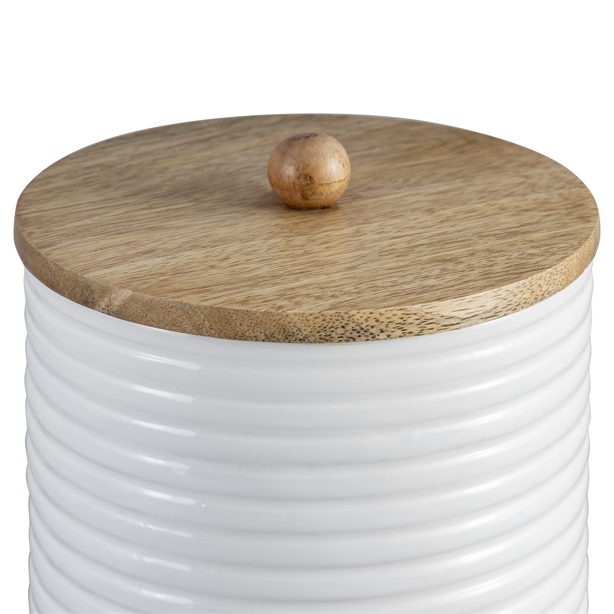Natural and White Mango Wood Canister Set of 2 by BIDKhome - Image 3