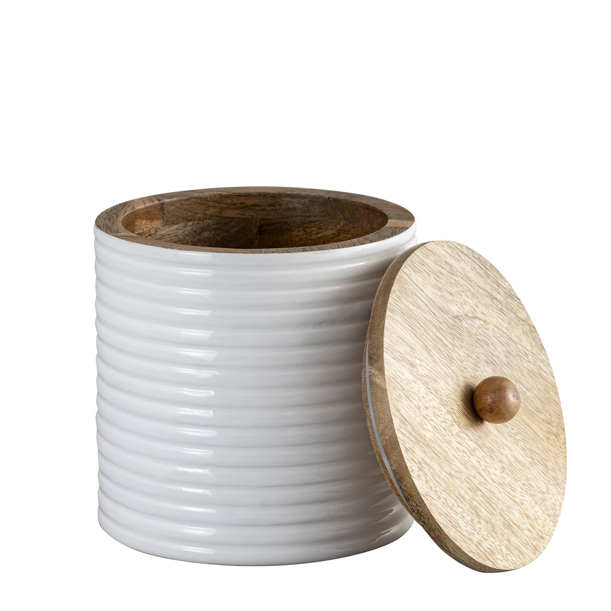 Natural and White Mango Wood Canister Set of 2 by BIDKhome - Image 4