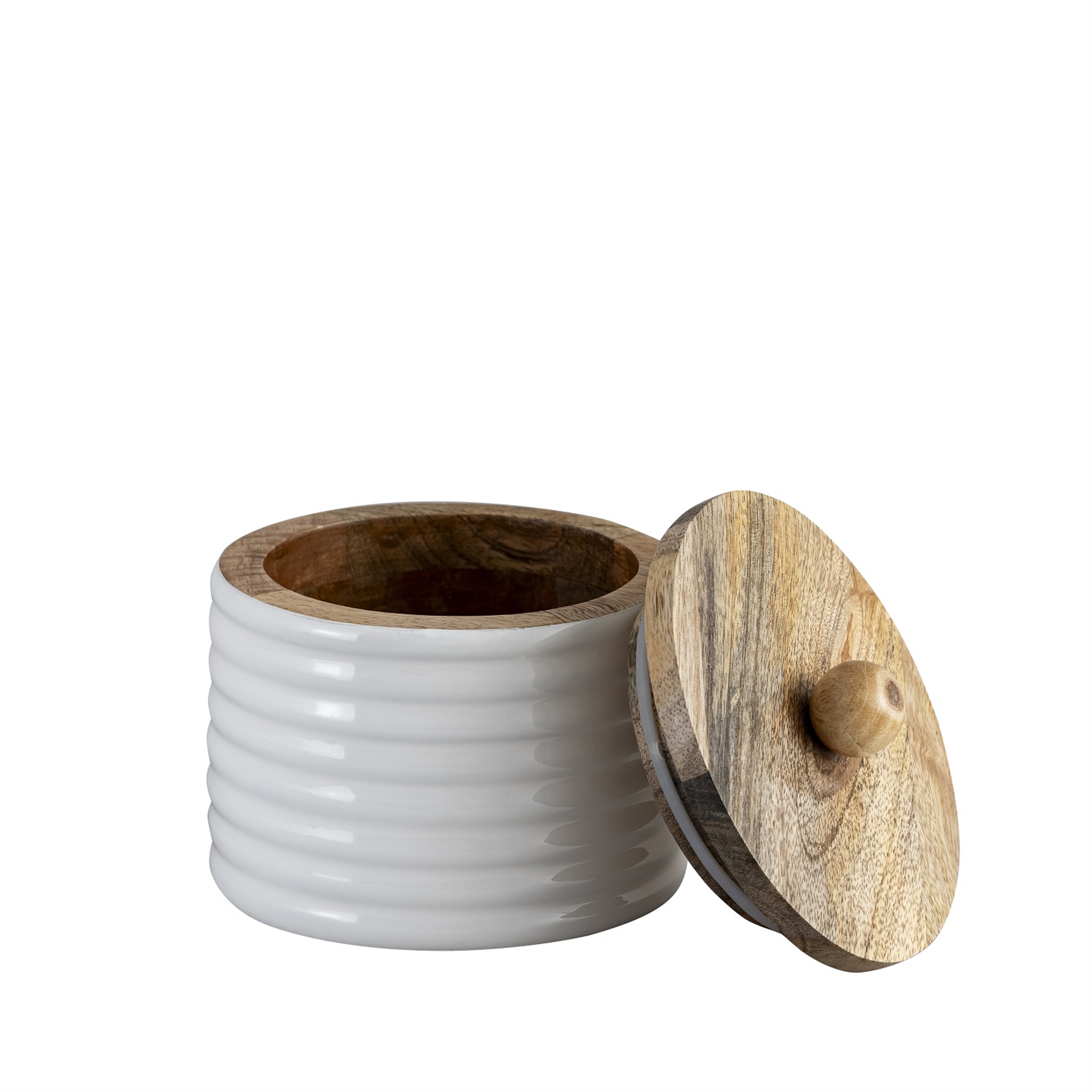 Natural and White Mango Wood Canister Set of 2 by BIDKhome - Image 7
