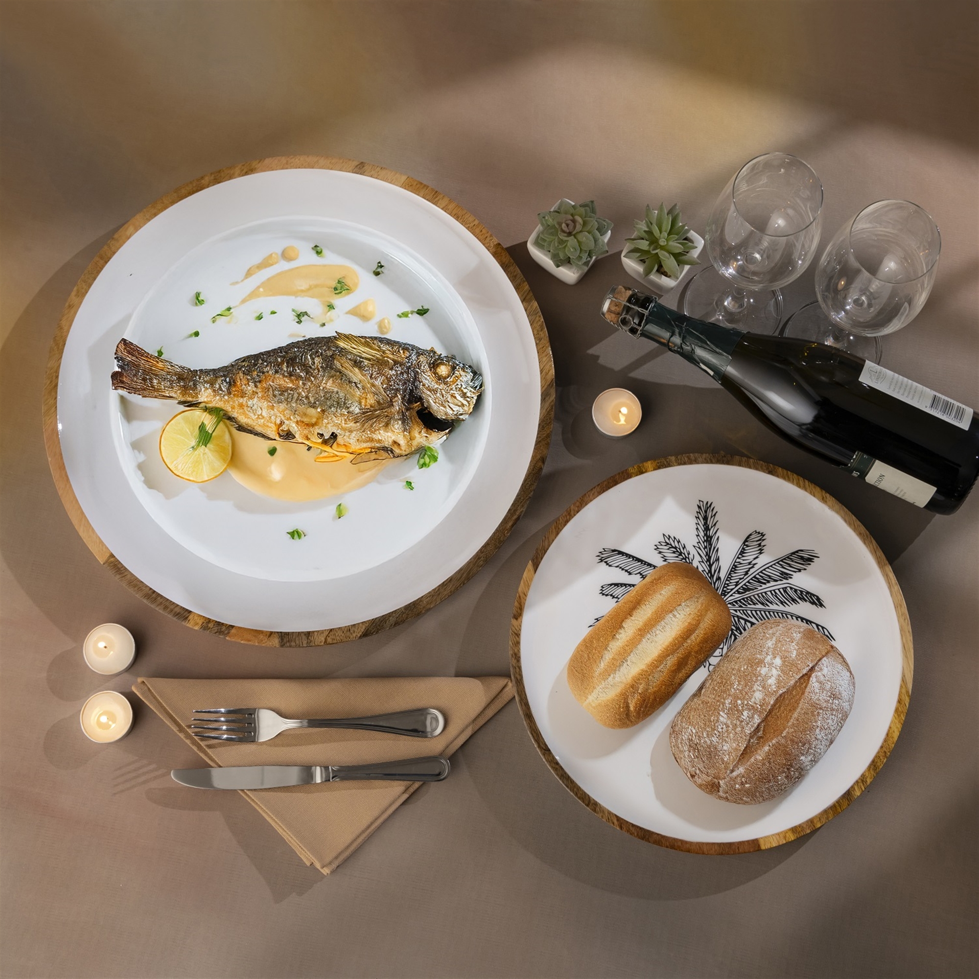 BIDKhome Mango Wood Plate - Thumbnail 2