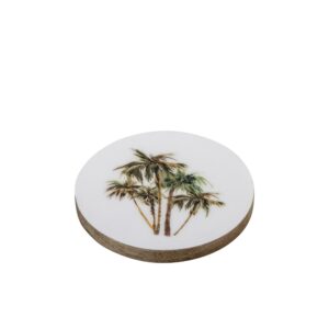 Mango Wood Coaster Set of 4 with Print by BIDKhome