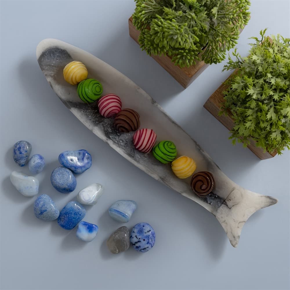 Grey Fish Platter with Print Set of 2 by BIDKhome - Image 11