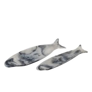 Grey Fish Platter with Print Set of 2 by BIDKhome