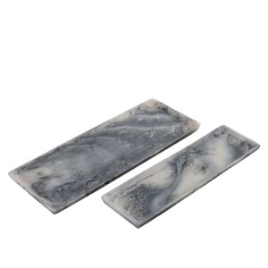 Grey Resin Rectangular Platter Set of 2 by BIDKhome