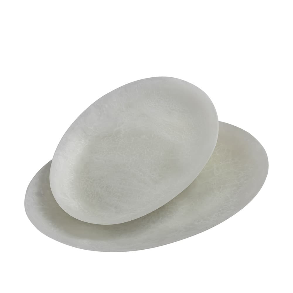 White Oval Resin Platters Set of 2 by BIDKhome
