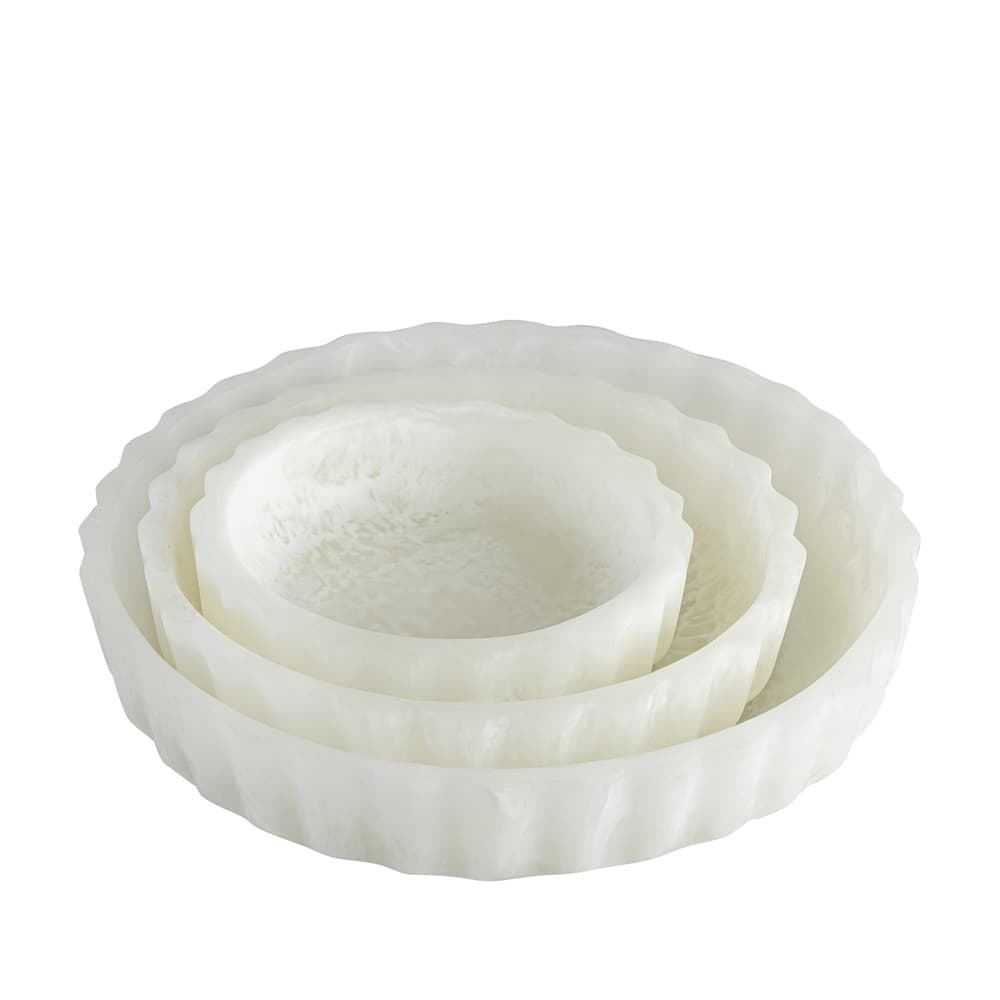 Curvy Edge White Bowls Set of 3 by BIDKhome