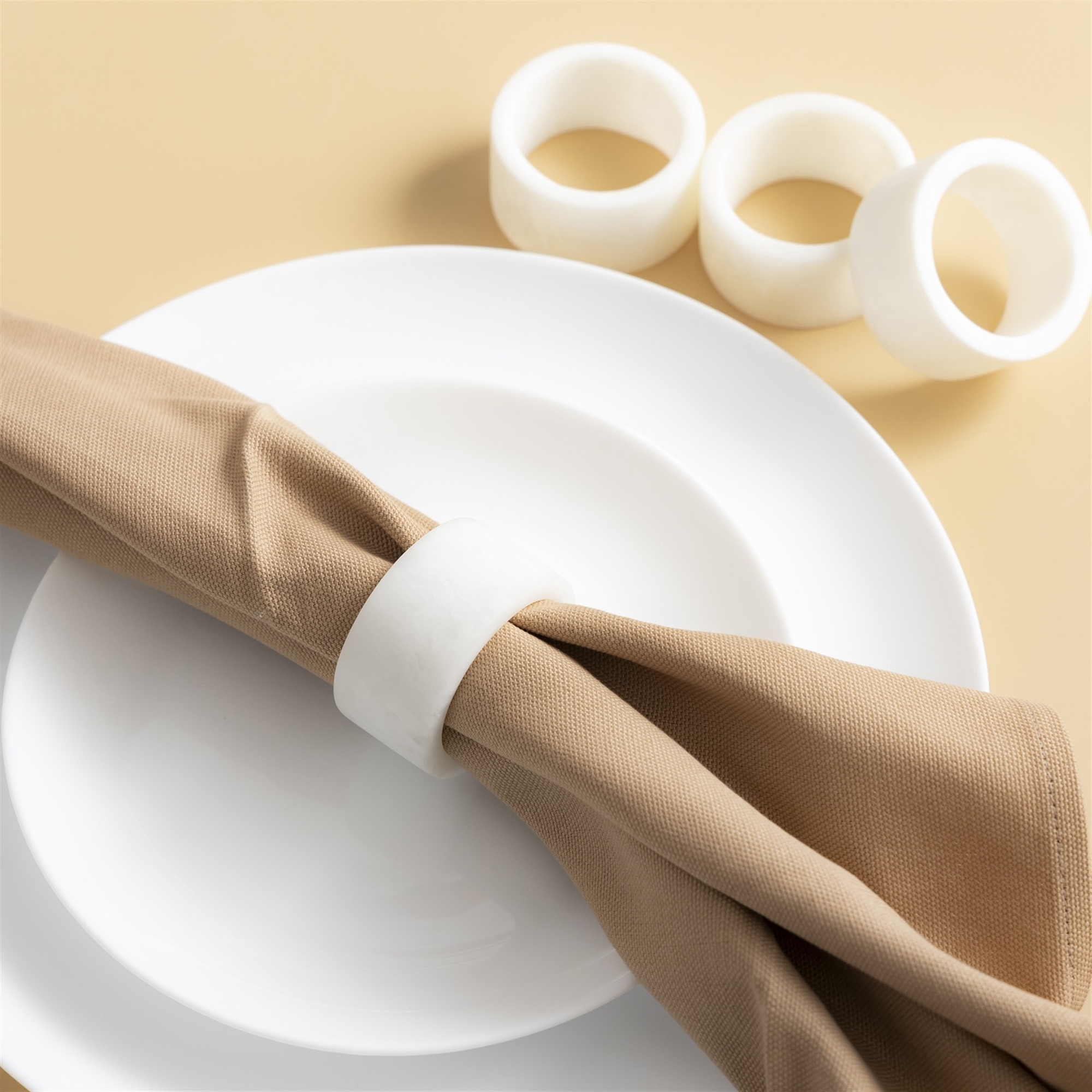 White Resin Napkin Ring Set of 4 by BIDKhome - Image 4