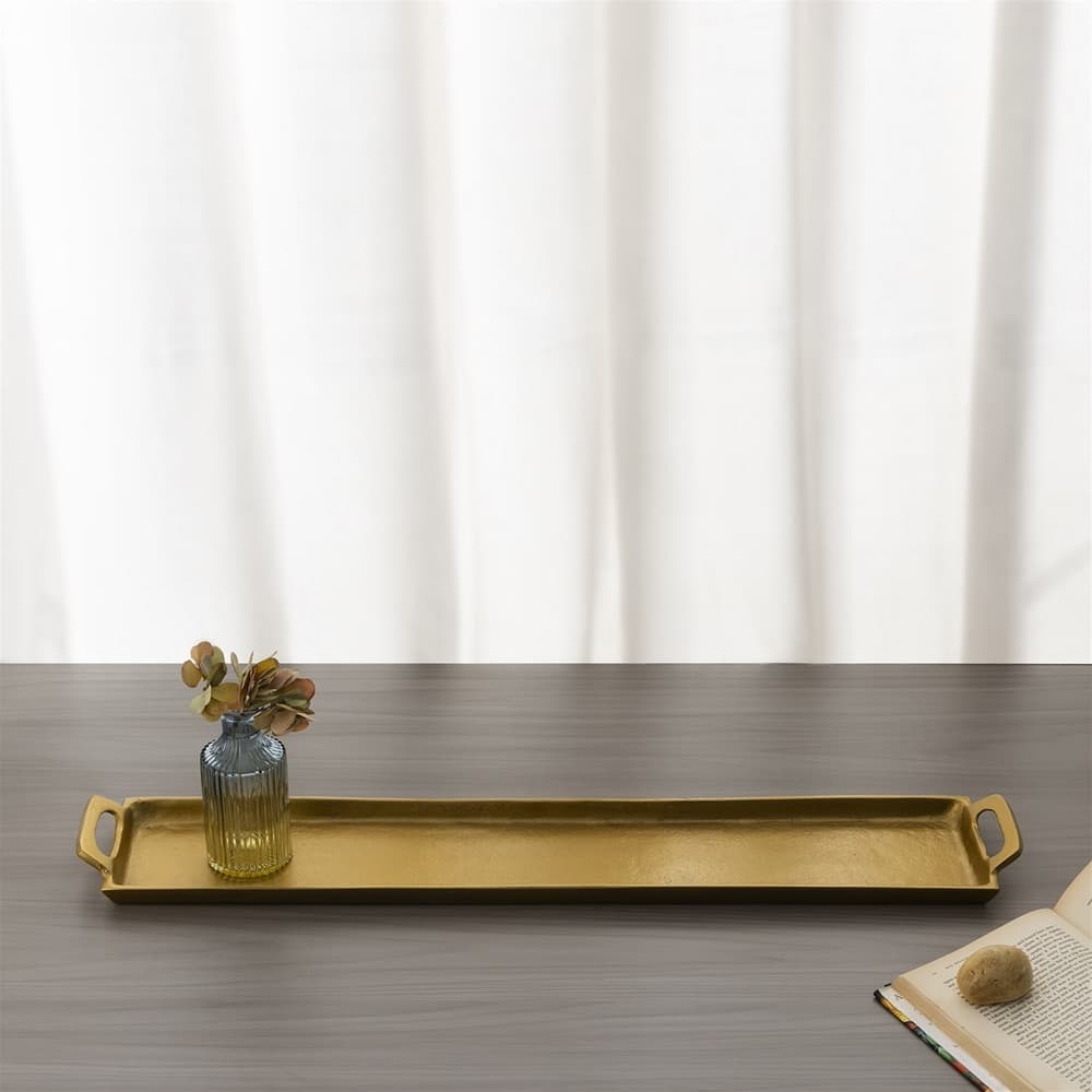 Antique Brass 5" x 30" Aluminum Tray by BIDKhome - Image 5