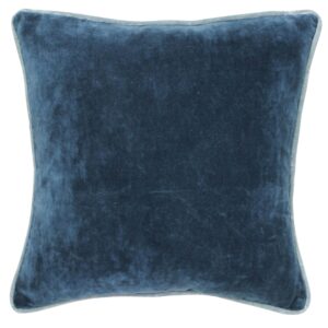 Andover Steel Blue Velvet Pillow by HomArt