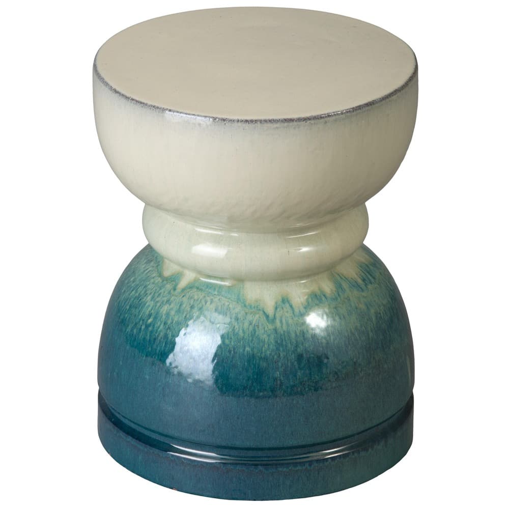 Hourglass 18"h Seafoam Cascade Ceramic Garden Stool by Emissary - Image 2
