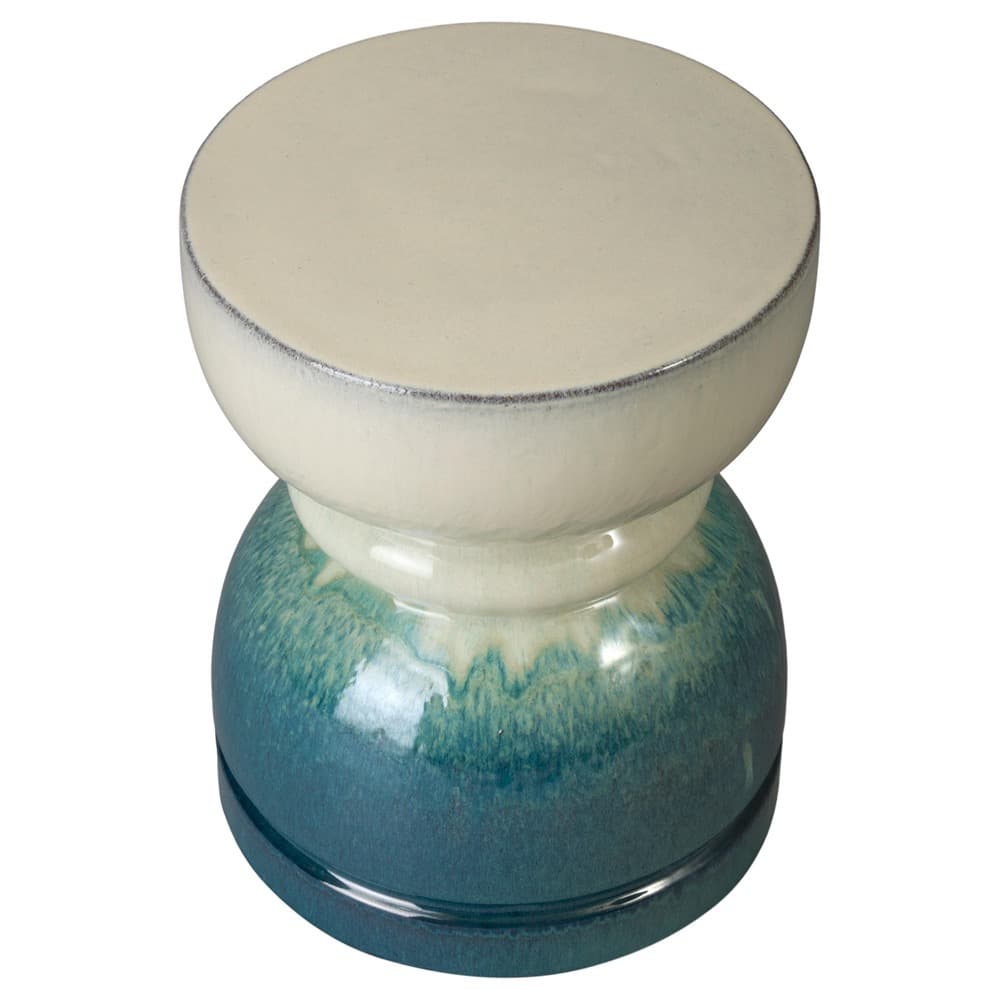 Hourglass 18"h Seafoam Cascade Ceramic Garden Stool by Emissary - Image 3