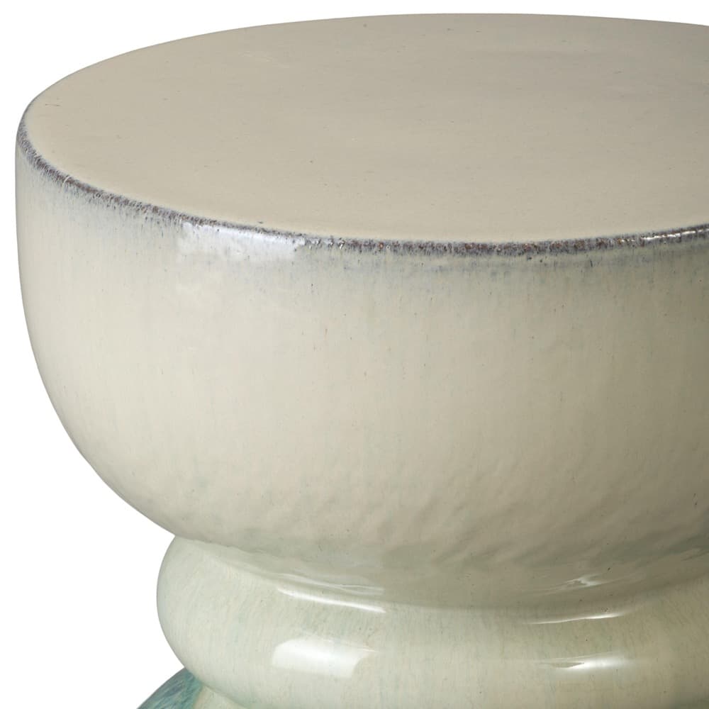 Hourglass 18"h Seafoam Cascade Ceramic Garden Stool by Emissary - Image 4