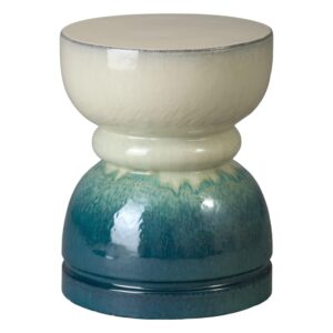 Hourglass 18"h Seafoam Cascade Ceramic Garden Stool by Emissary