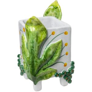 Garden Party Cachepot with Green Leaves by Abigails