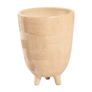 Large Beige and White Footed Pot by BIDKhome