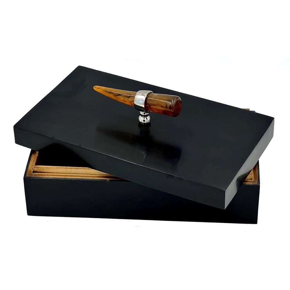 Black Resin Box with Nickel and Horn Knob by Abigails - Image 2