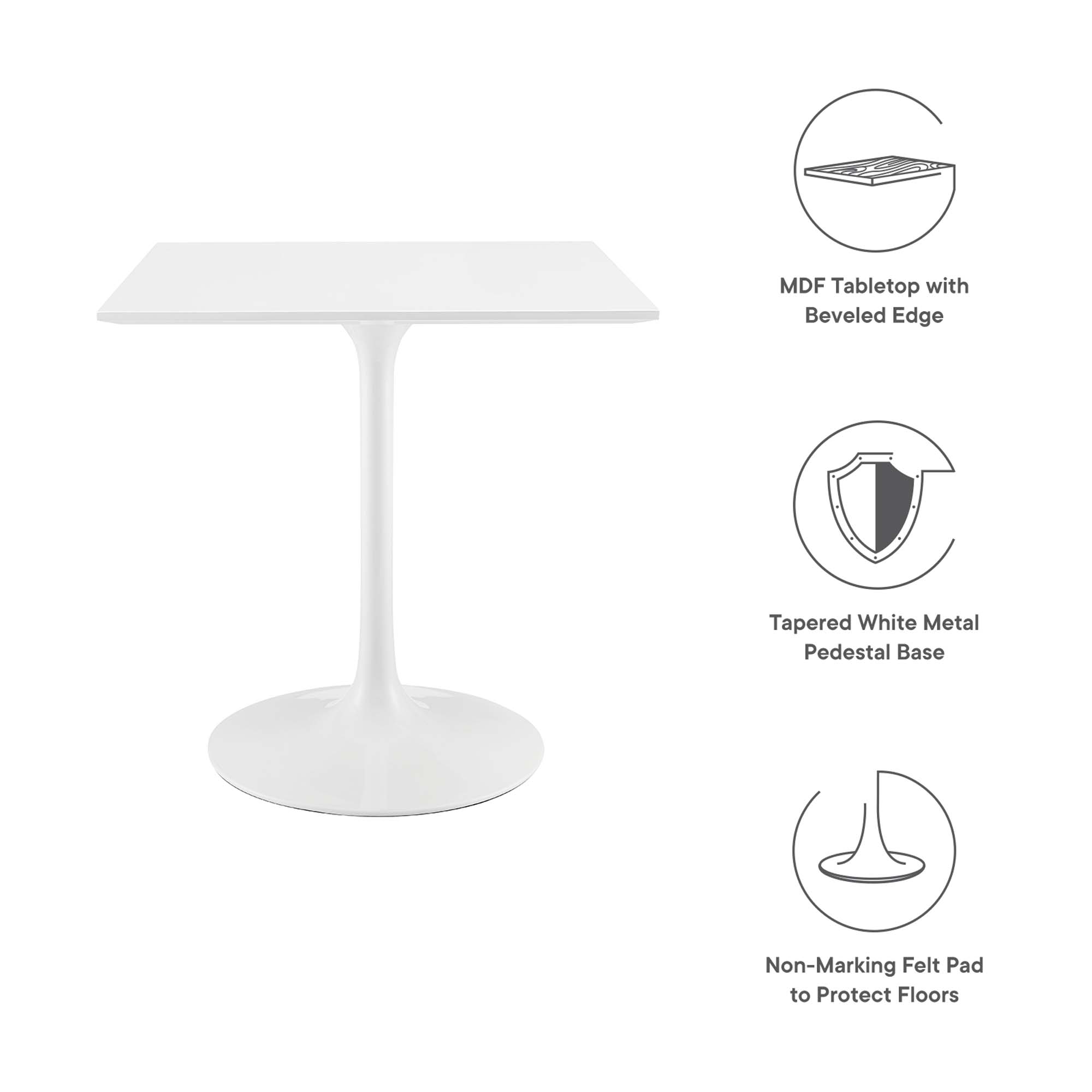 Lippa 28" Square Wood Dining Table by Modway - Image 2