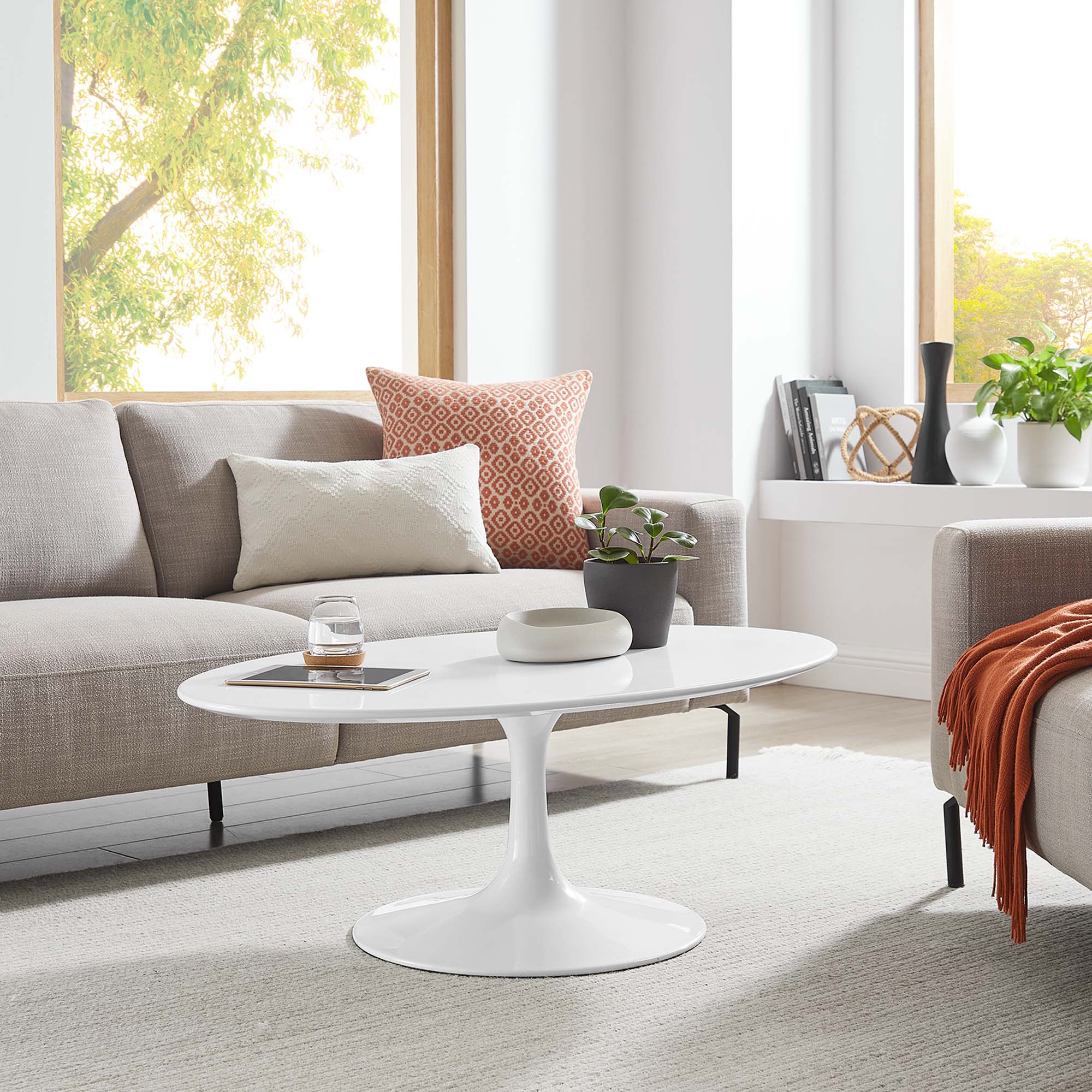 Lippa 42" Oval Wood Coffee Table by Modway - Image 7