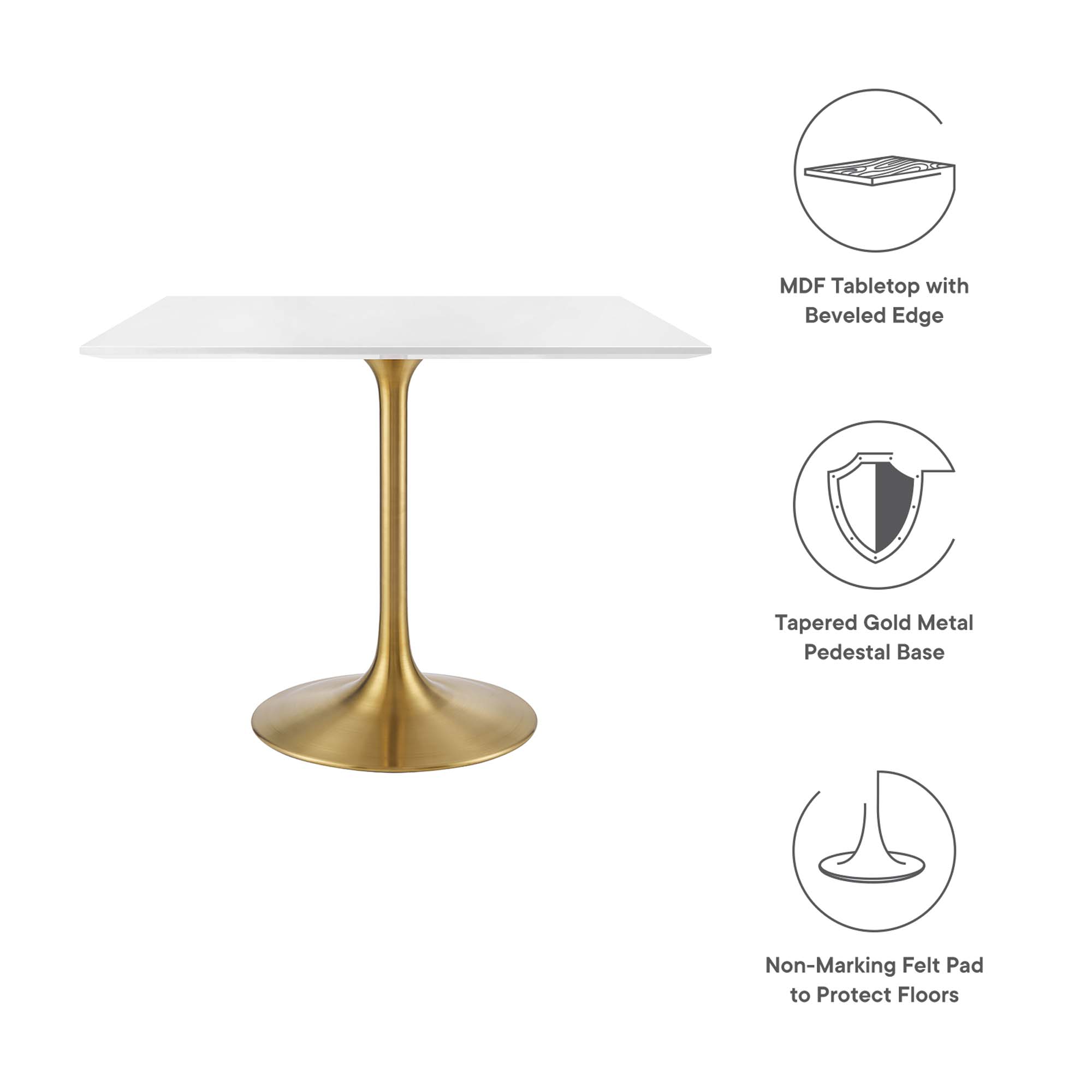 Lippa 36" Square Wood Dining Table by Modway - Image 2