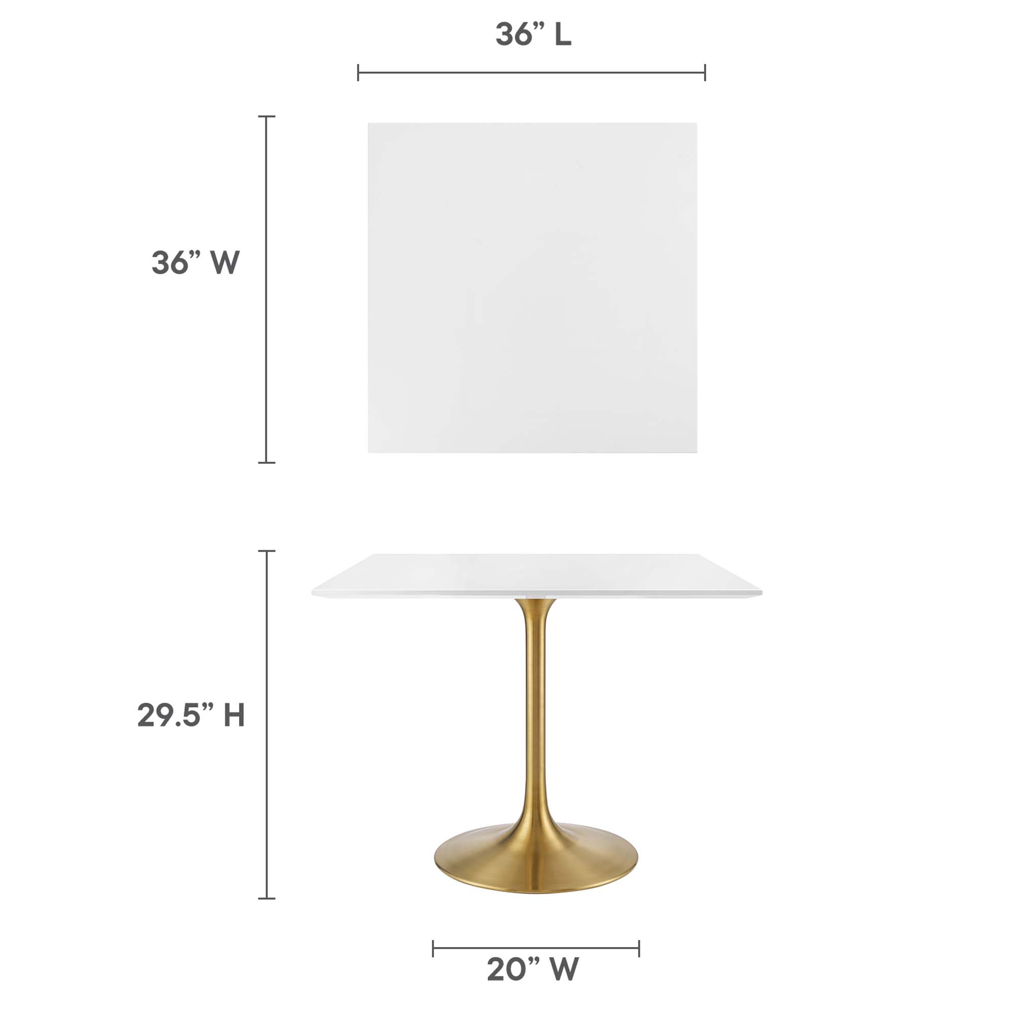 Lippa 36" Square Wood Dining Table by Modway - Image 3