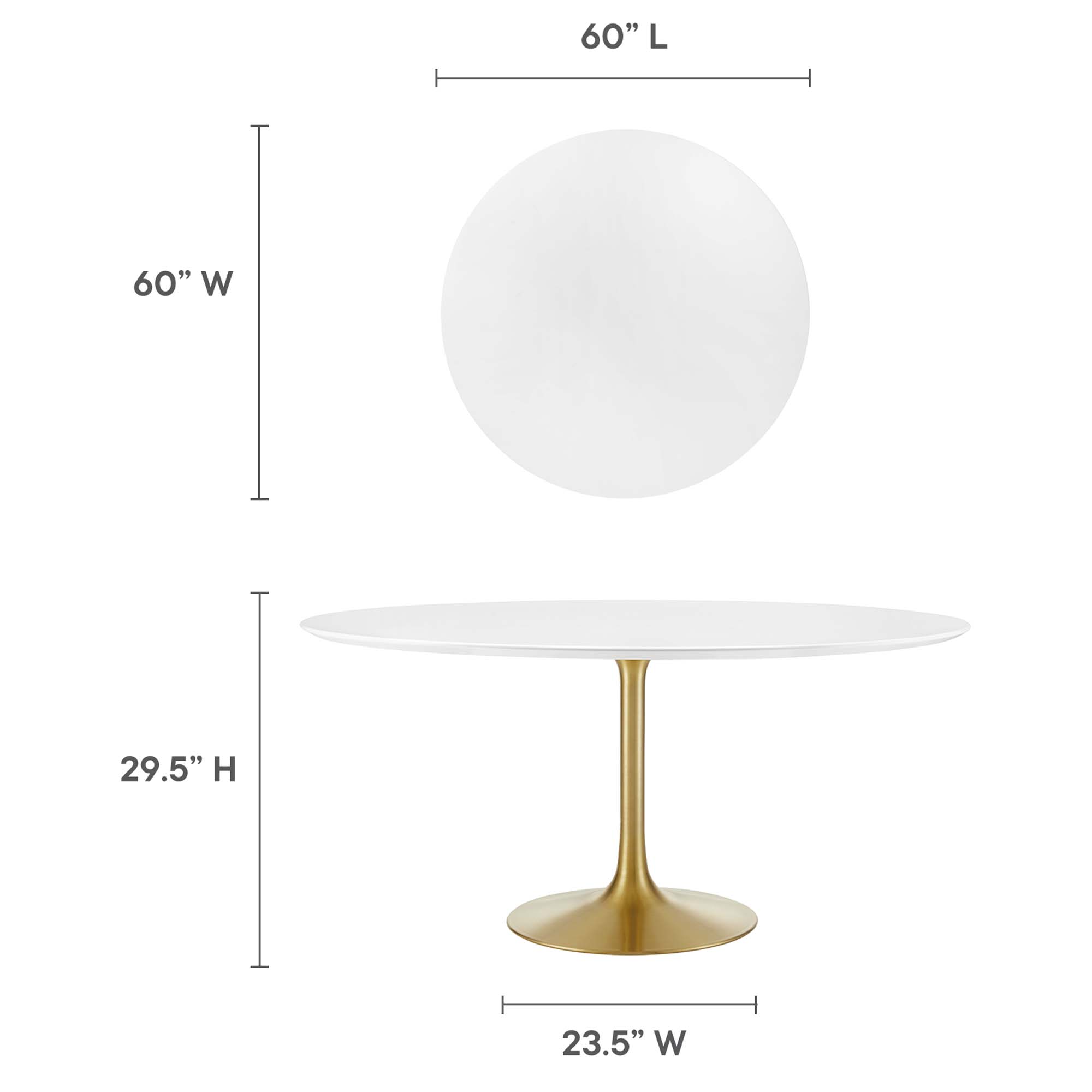 Lippa 60" Round Wood Dining Table by Modway - Image 3