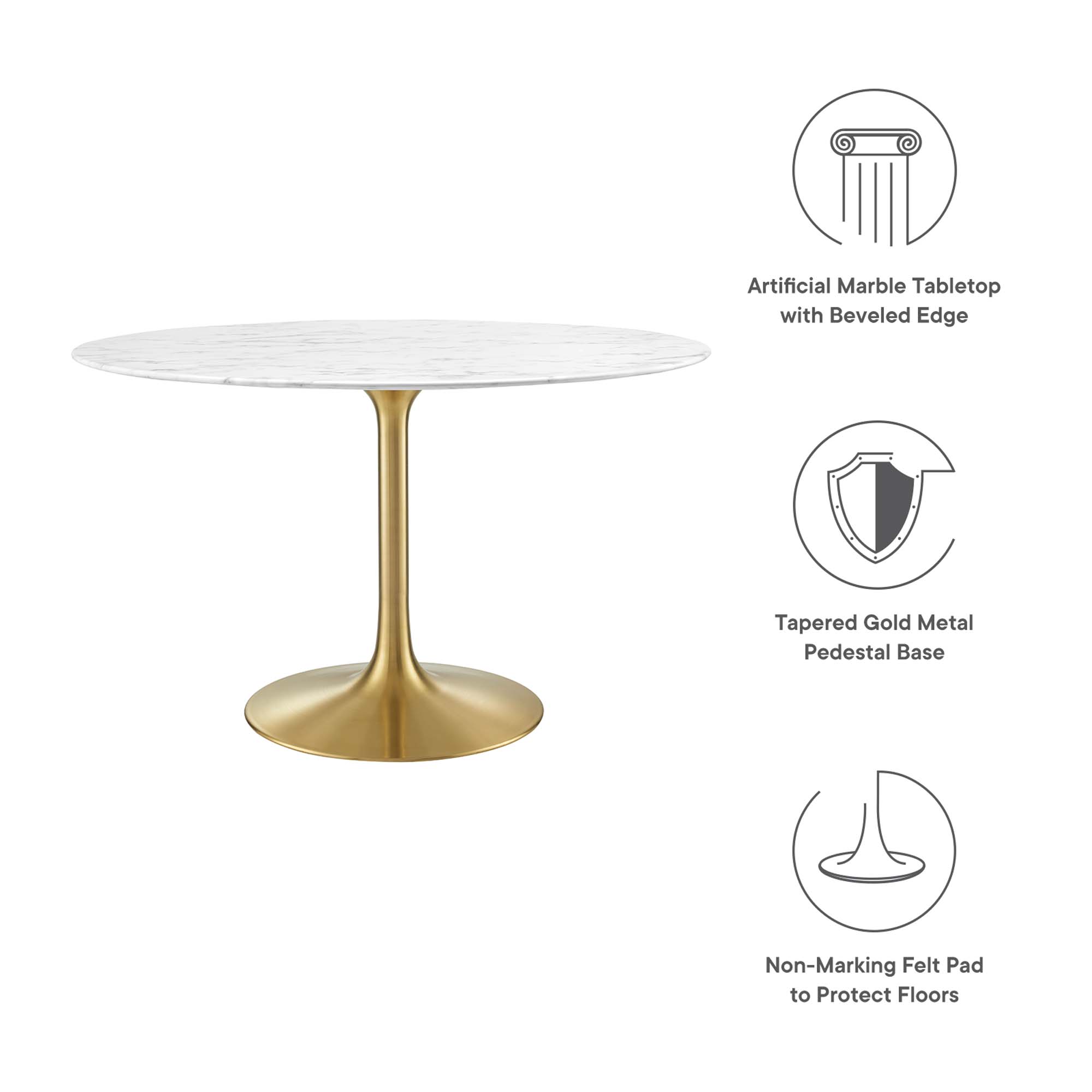 Lippa 48" Round Faux Marble Dining Table by Modway - Image 3