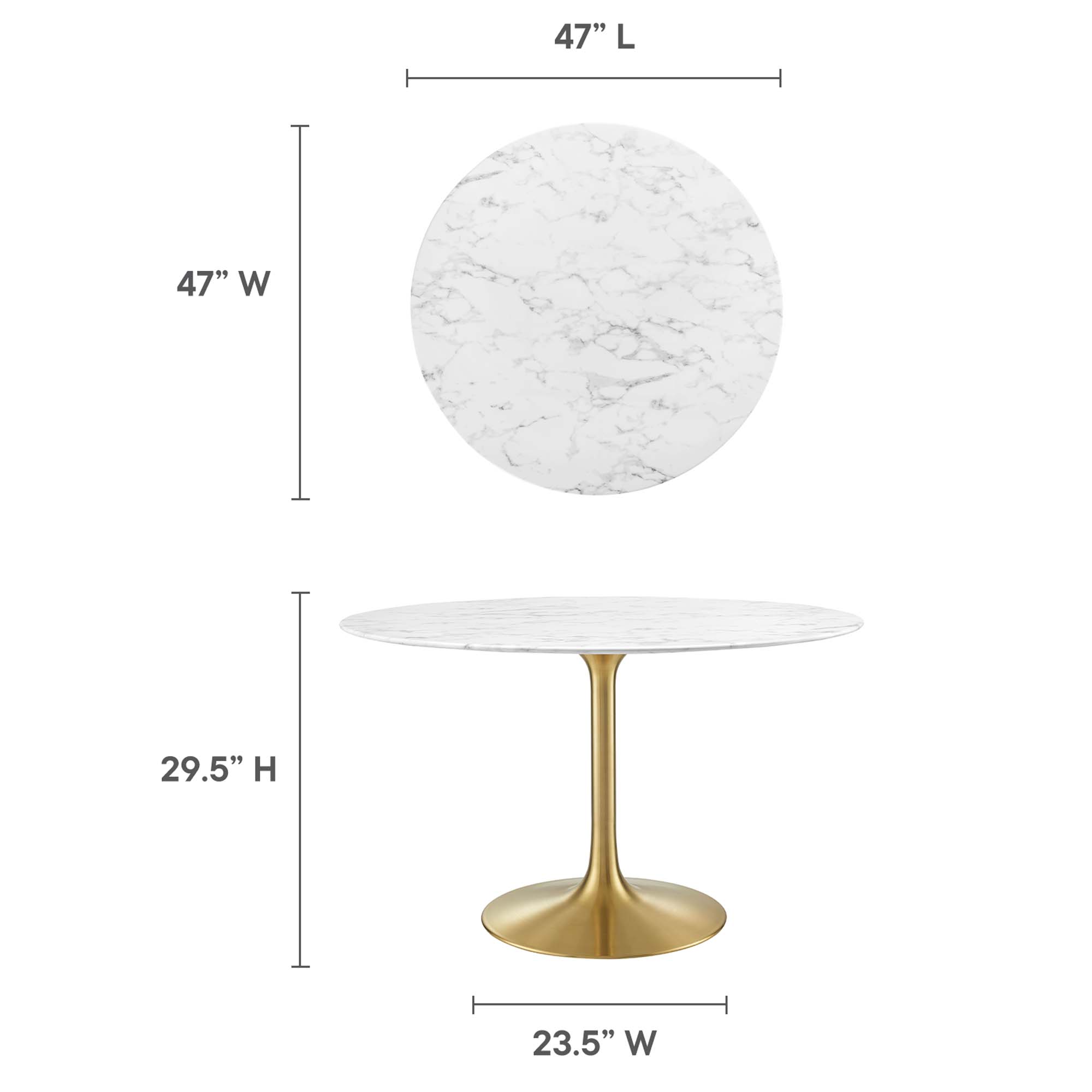 Lippa 48" Round Faux Marble Dining Table by Modway - Image 2