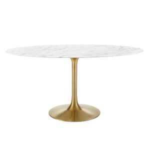 Lippa 60" Oval Faux Marble Dining Table by Modway