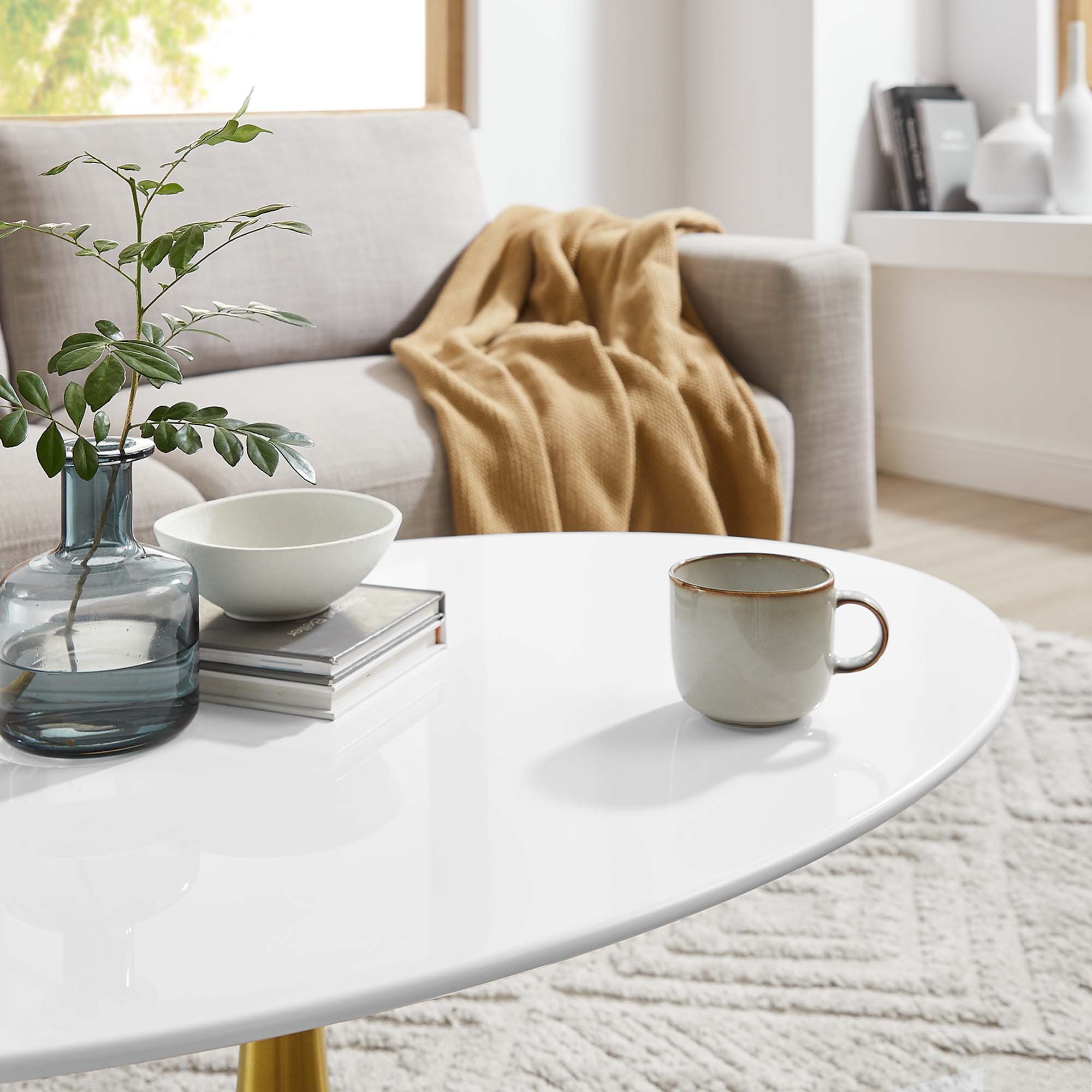Lippa 42" Oval Wood Coffee Table by Modway - Image 7