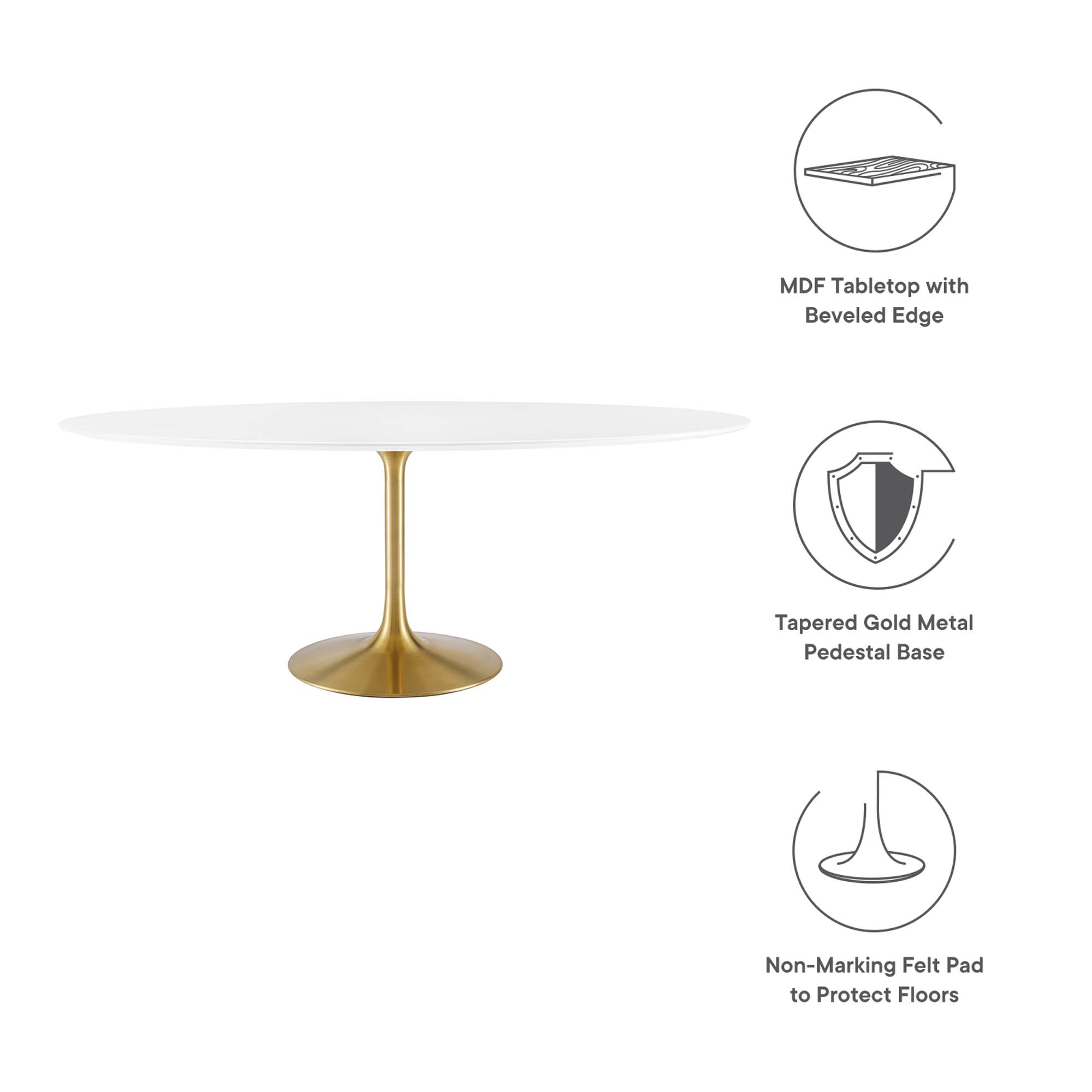 Lippa 78" Oval Wood Dining Table by Modway - Image 2