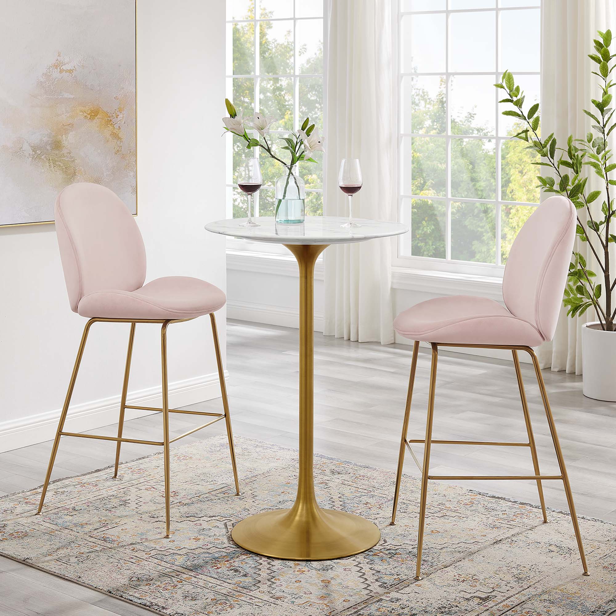 Lippa 28" Round Faux Marble Bar Table by Modway - Image 6