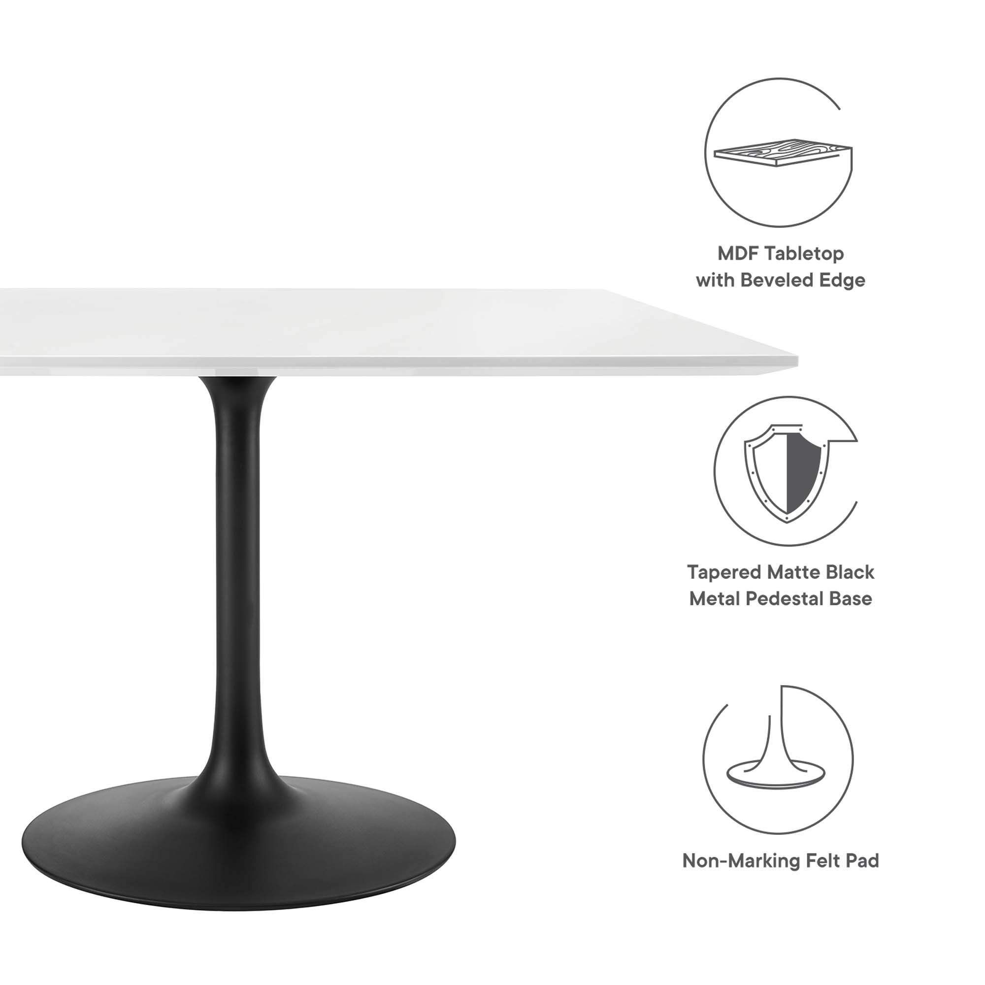 Lippa 48" Square Wood Dining Table by Modway - Image 2