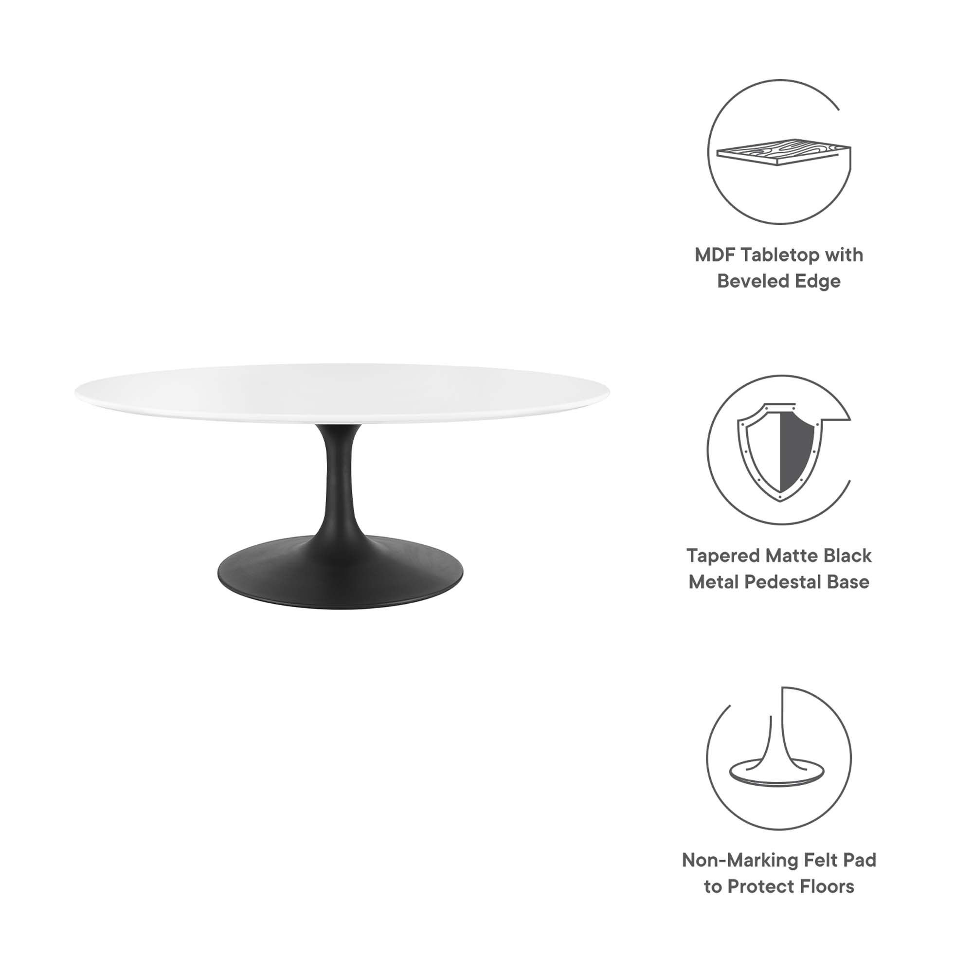 Lippa 42" Oval Wood Coffee Table by Modway - Image 2