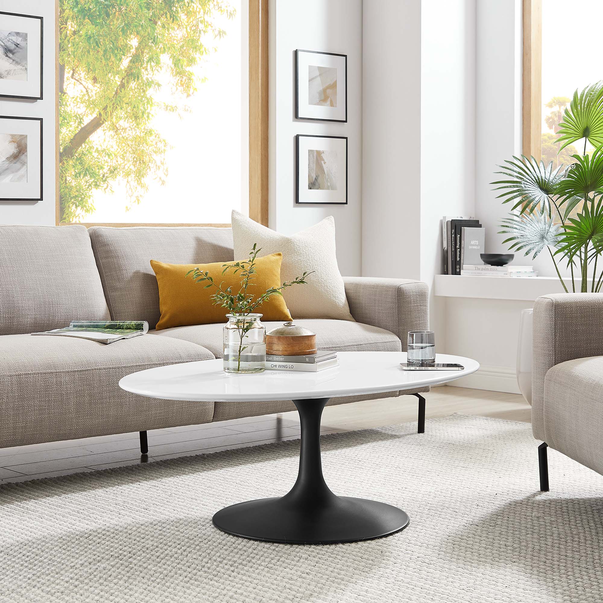 Lippa 42" Oval Wood Coffee Table by Modway - Image 6