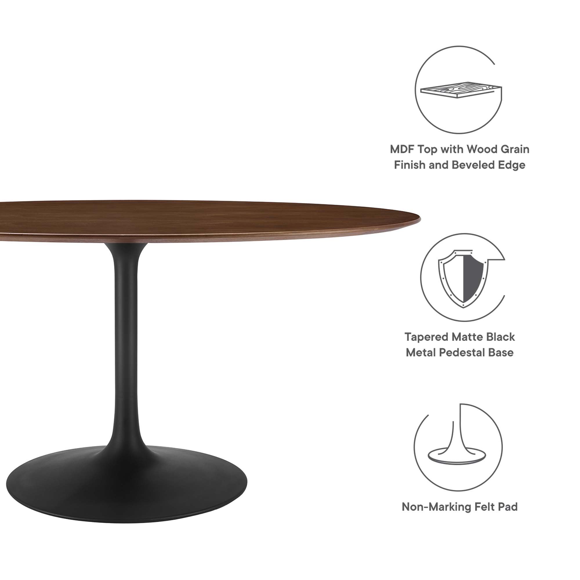 Lippa 60" Oval Walnut Wood Dining Table by Modway - Image 2