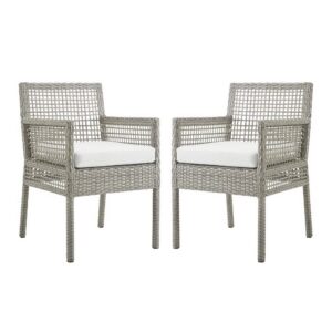 Aura Outdoor Patio Wicker Rattan Dining Armchair Set of 2 by Modway