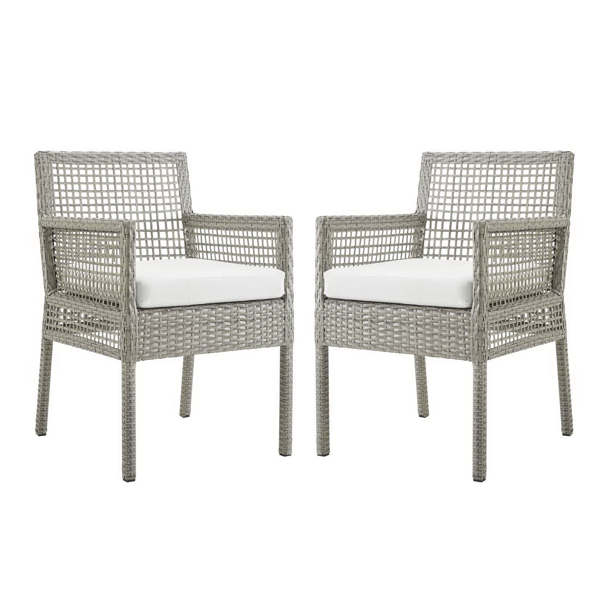 Aura Outdoor Patio Wicker Rattan Dining Armchair Set of 2 by Modway
