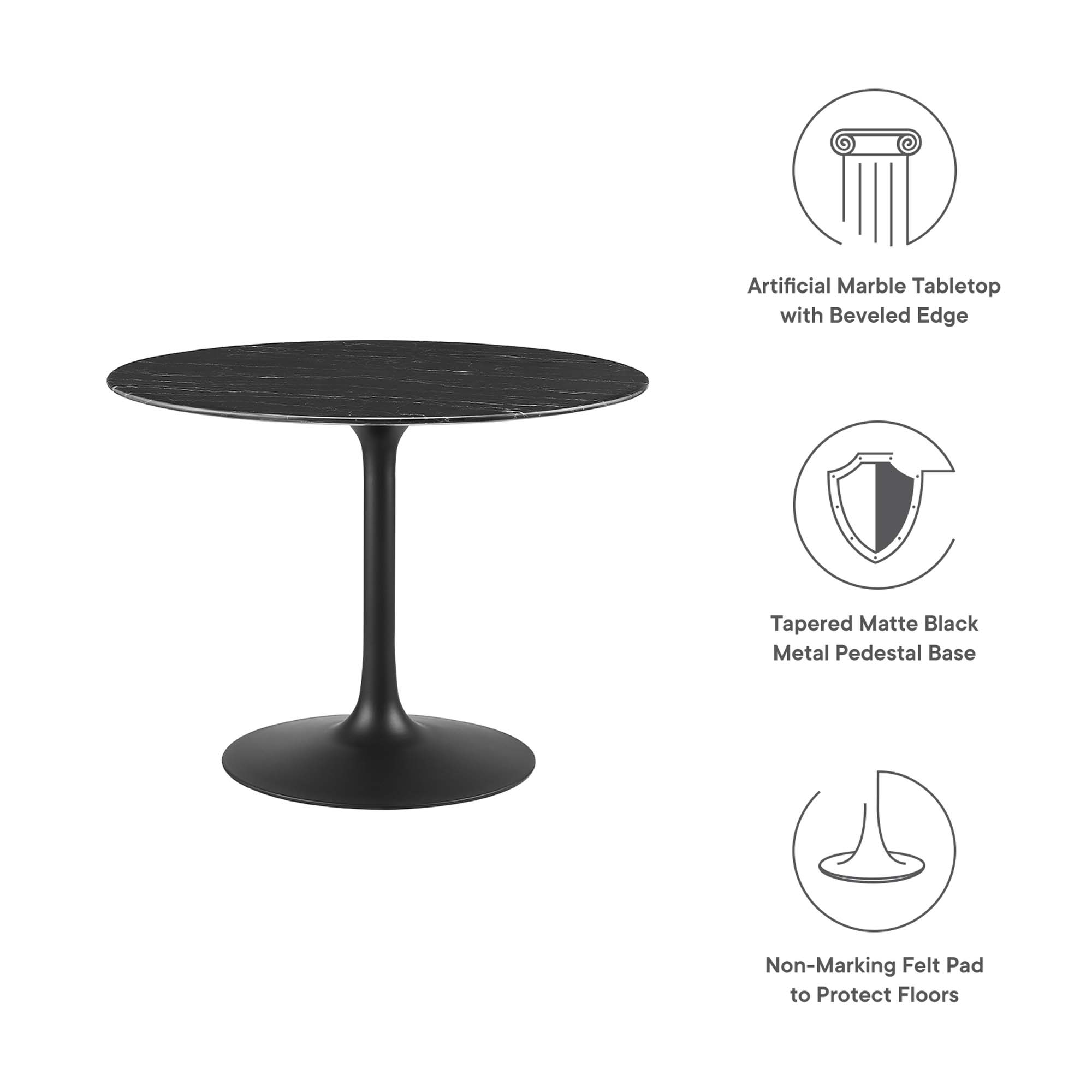 Lippa 40" Round Faux Marble Dining Table by Modway - Image 2