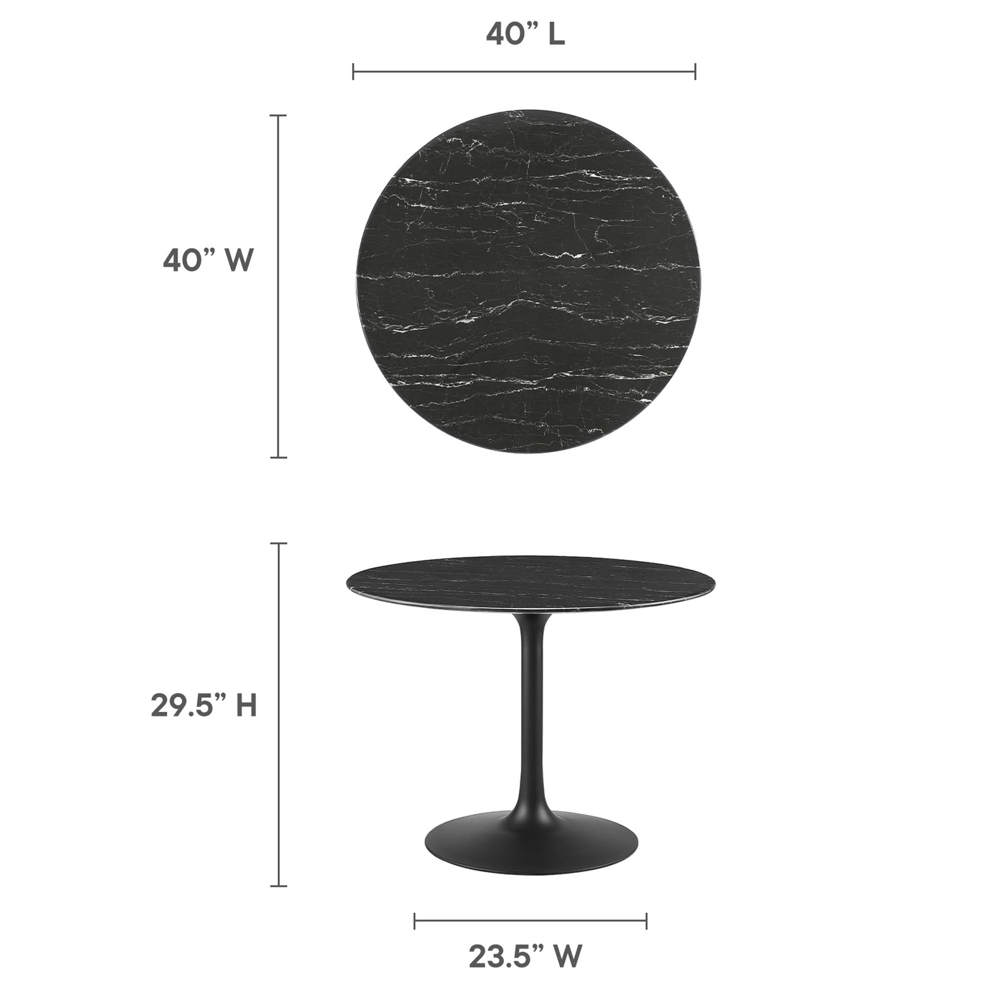 Lippa 40" Round Faux Marble Dining Table by Modway - Image 3