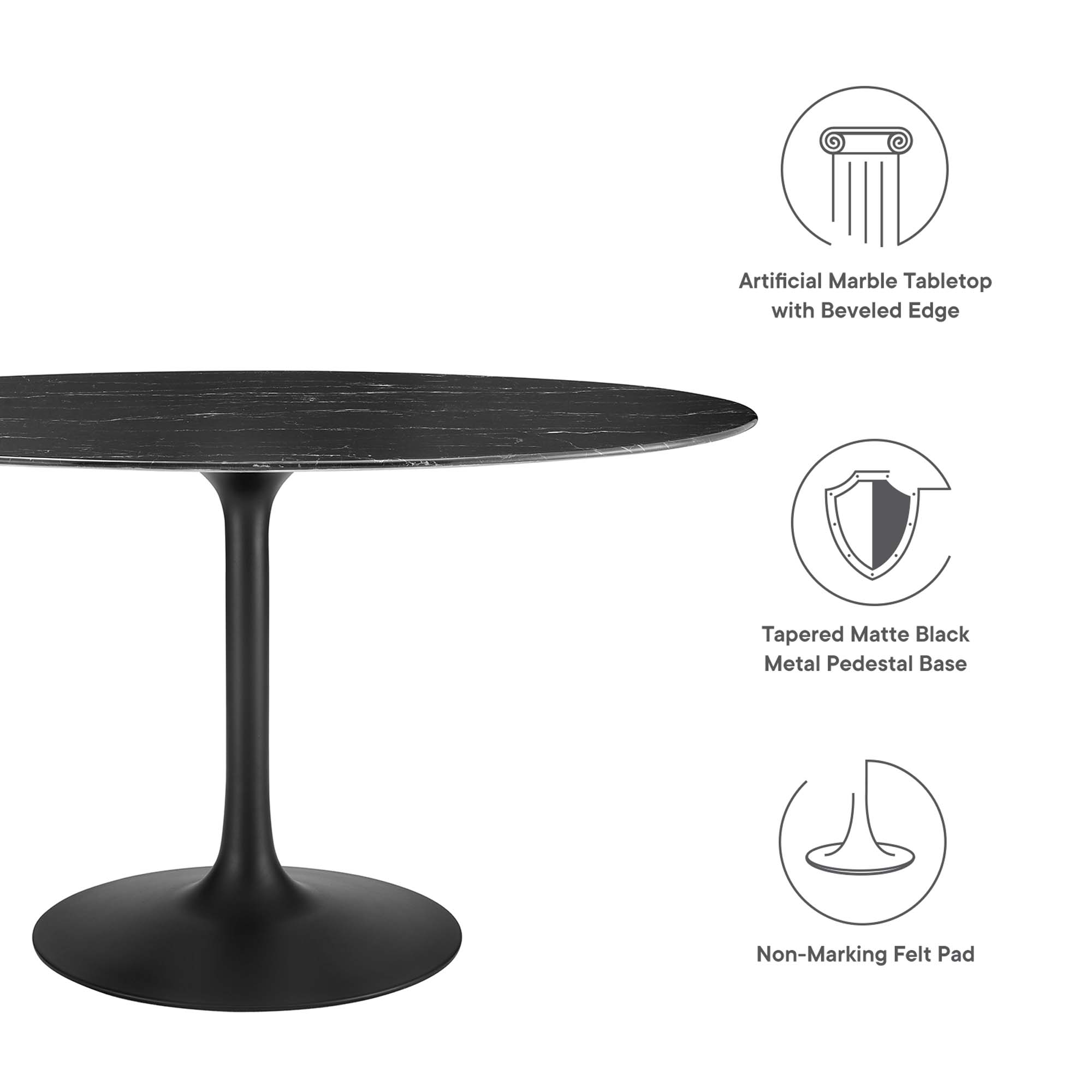 Lippa 54" Oval Faux Marble Dining Table by Modway - Image 3