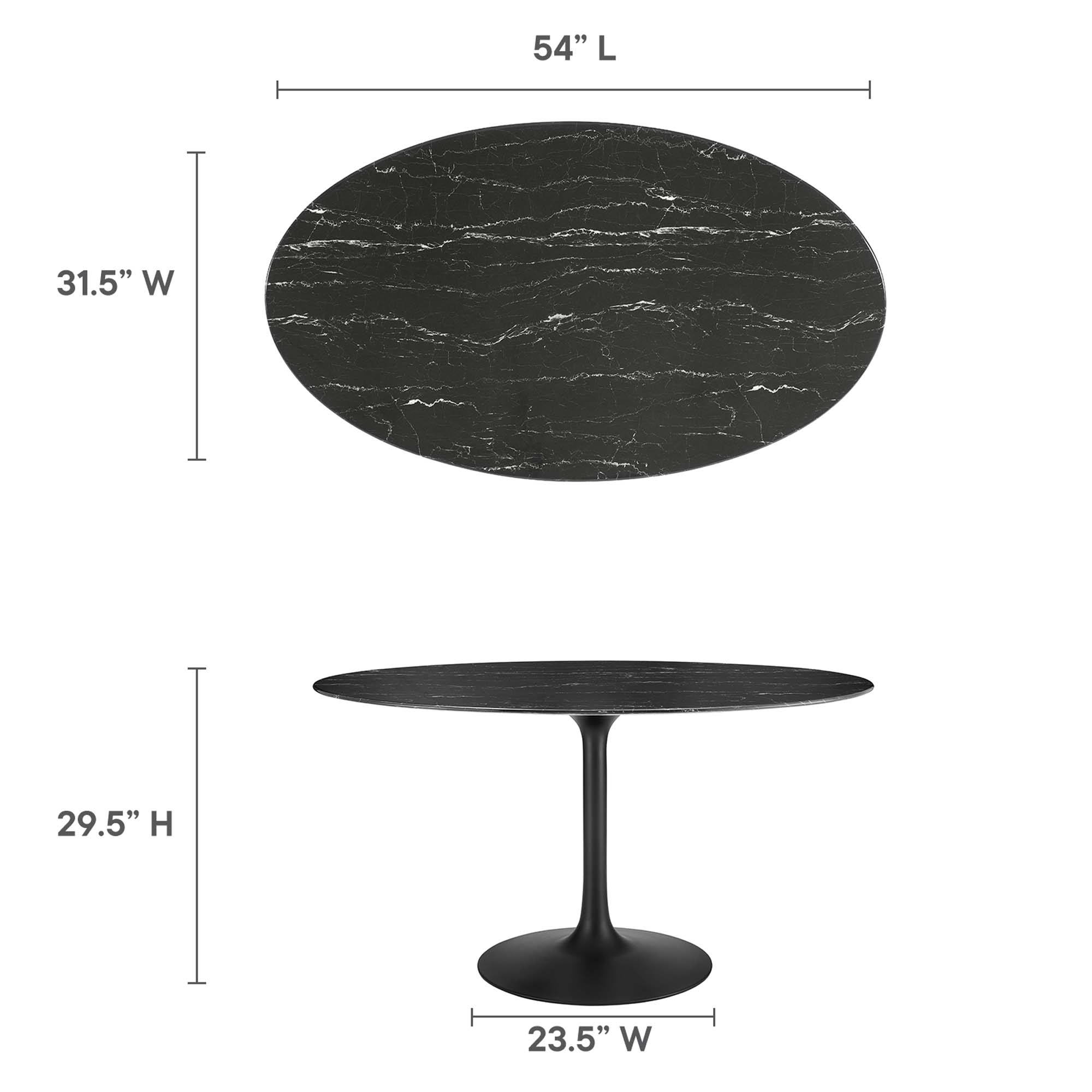 Lippa 54" Oval Faux Marble Dining Table by Modway - Image 2