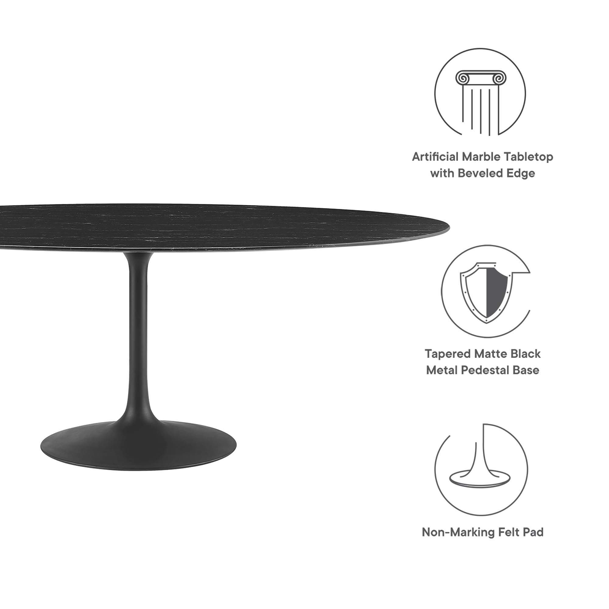 Lippa 78" Oval Faux Marble Dining Table by Modway - Image 3